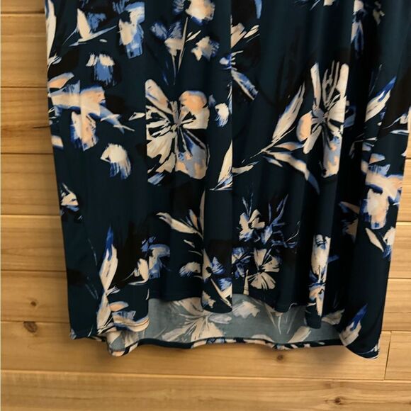 Eliza J Size 18W Emerald Green Floral Print Collared Wrap Dress - Picture 12 of 14